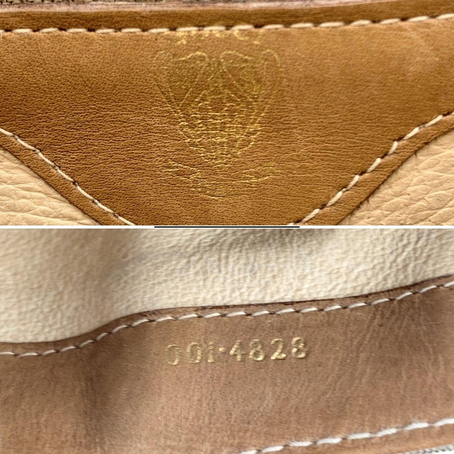 Women's Gucci Vintage Beige Monogram Canvas and Leather Flap Shoulder Bag For Sale