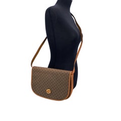 Gucci Vintage Beige Monogram Canvas and Leather Shoulder Bag