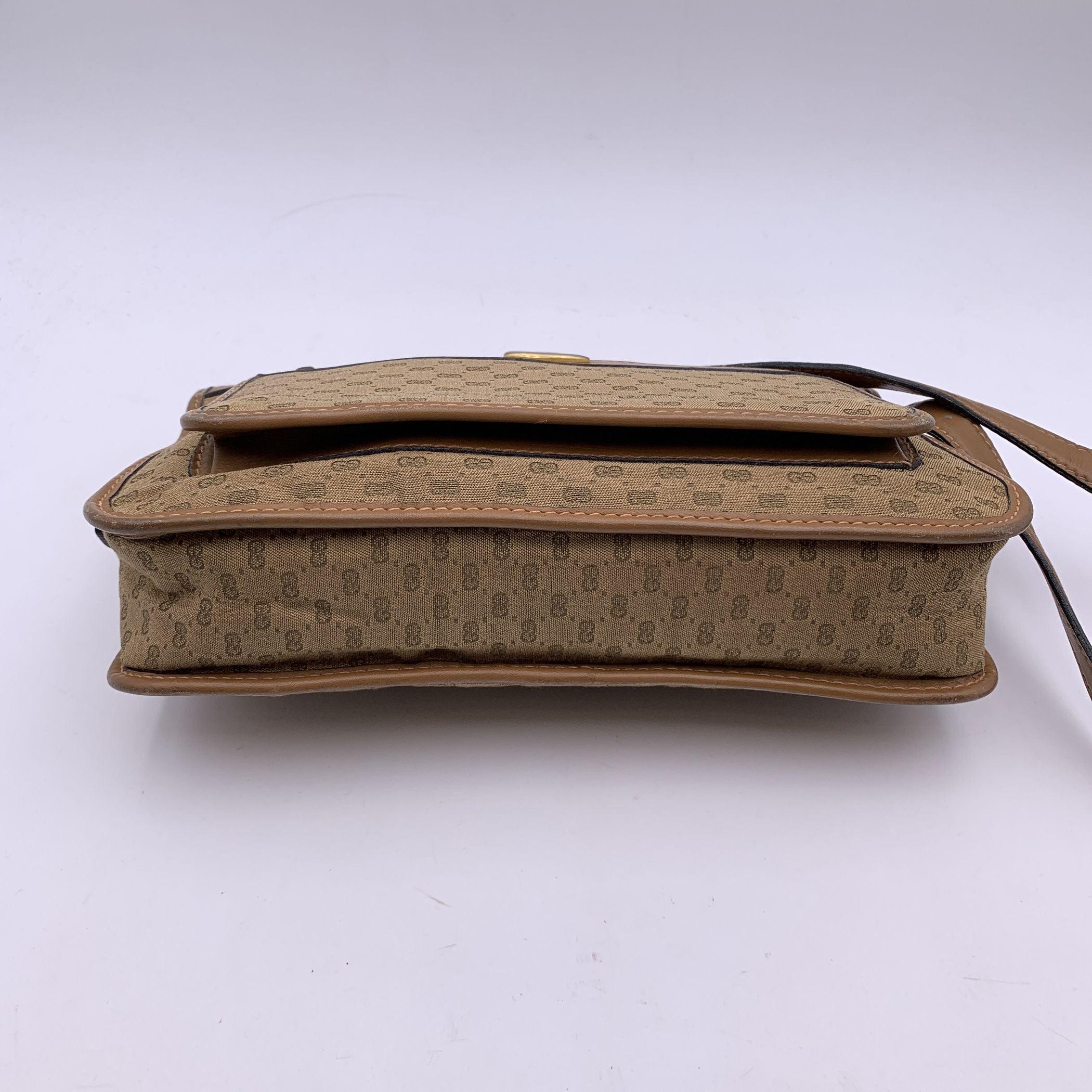 Women's Gucci Vintage Beige Monogram Canvas and Leather Shoulder Bag