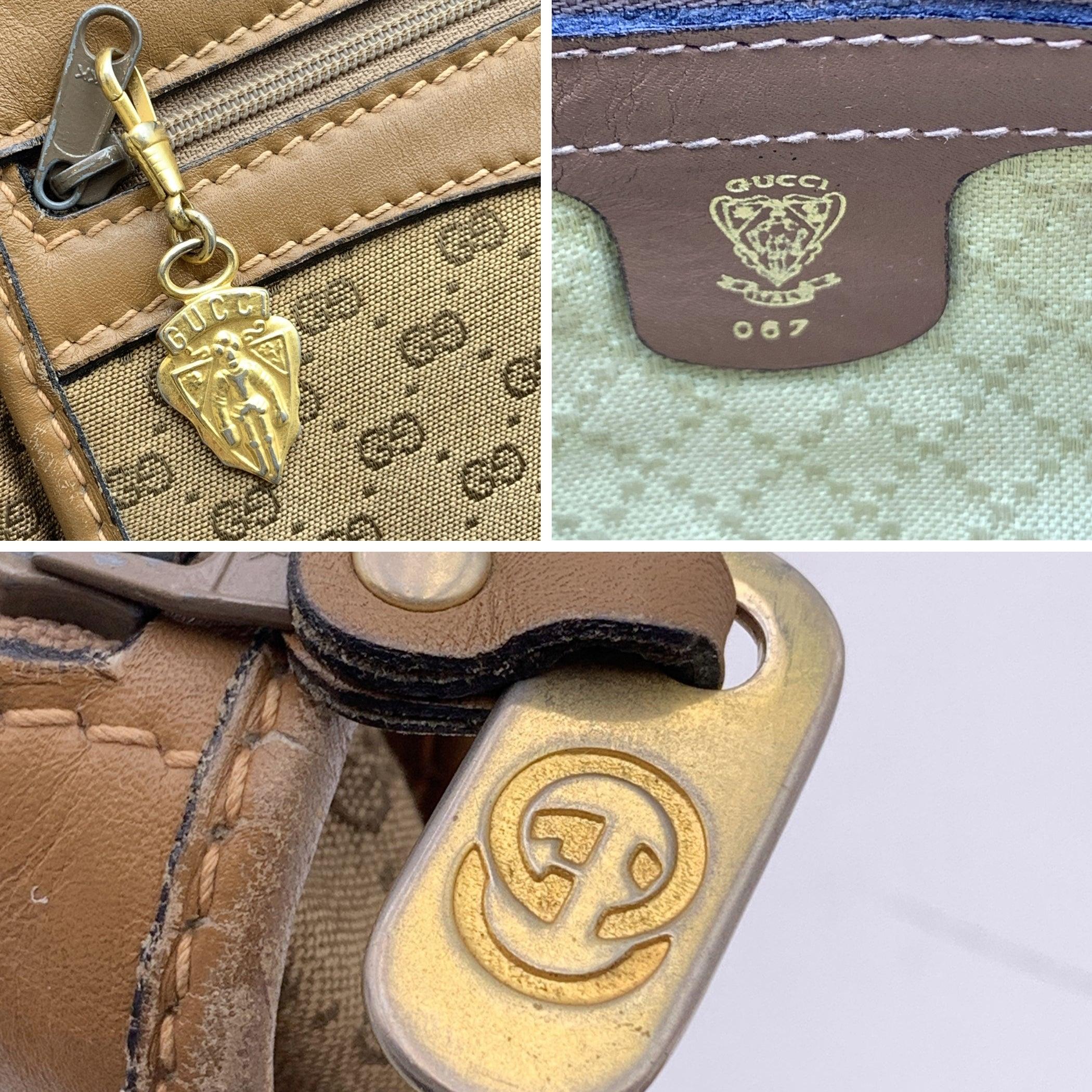 Gucci Vintage Beige Monogram Canvas and Leather Shoulder Bag 2