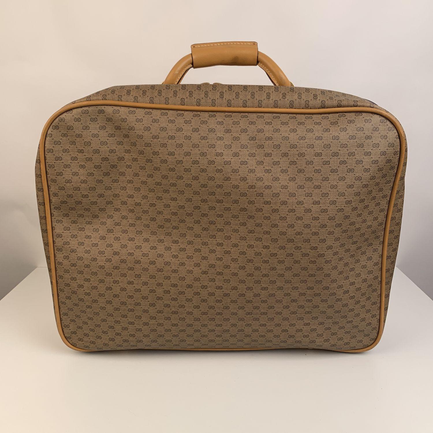 Women's or Men's Gucci Vintage Beige Monogram Canvas Cabin Size Suitcase Travel Bag