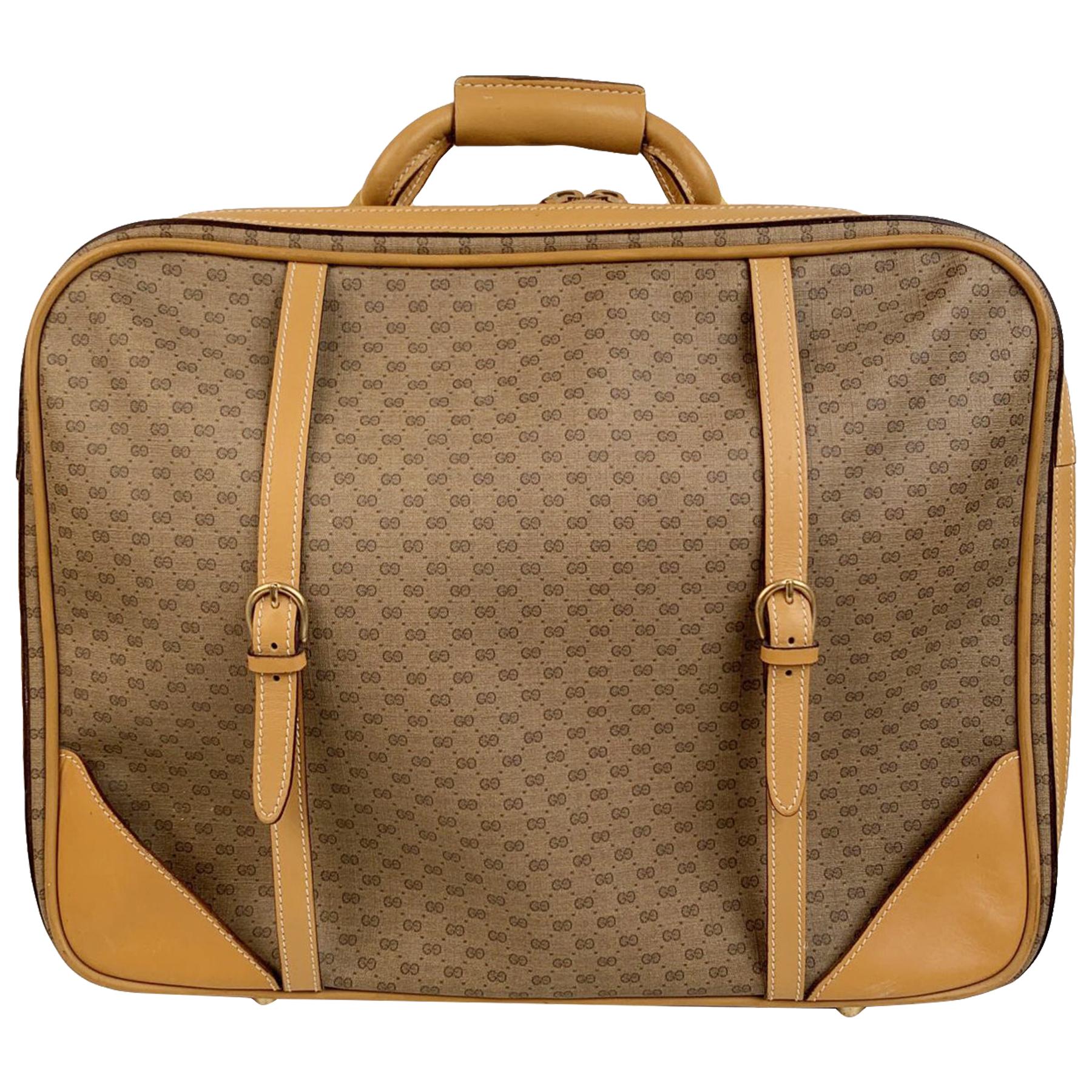 Gucci Vintage Beige Monogram Canvas Cabin Size Suitcase Travel Bag