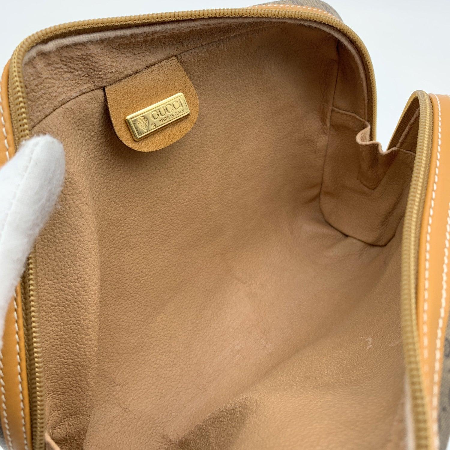 Gucci Vintage Beige Monogram Canvas Cosmetic Bag Clutch Bag 1