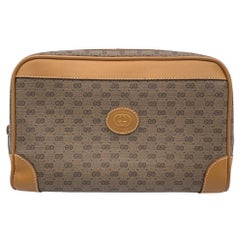 Gucci Vintage Beige Monogram Canvas Cosmetic Bag Clutch Bag