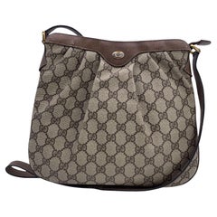 Gucci Vintage Beige Monogram Canvas Draped Shoulder Bag