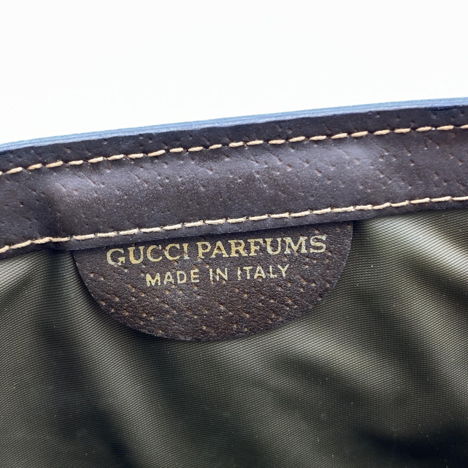Gucci Vintage Beige Monogram Canvas Flap Cosmetic Bag Clutch 2