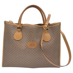 Gucci Used Beige Monogram Canvas Large Tote Bag with Strap