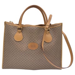 Bolso grande de lona con monograma Gucci Vintage Beige con correa