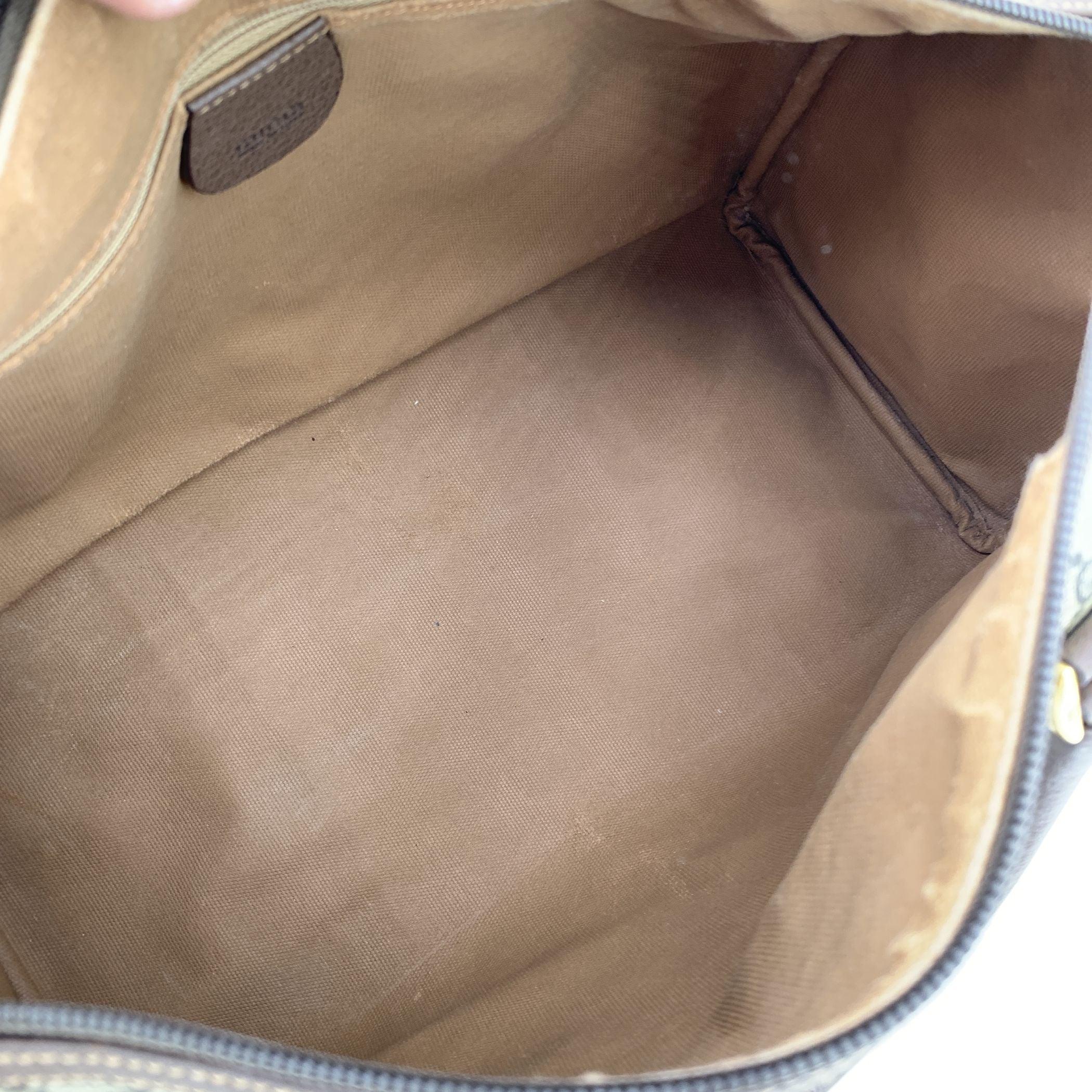 Gucci Vintage Beige Monogram Canvas Leather Boston Duffle Bag For Sale 1