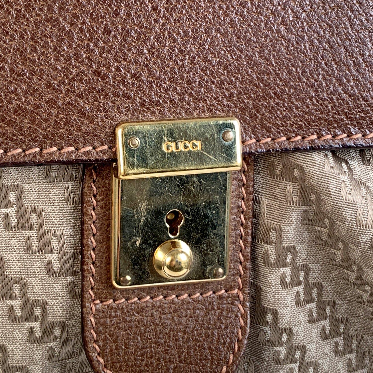 Gucci Vintage Beige Monogram Canvas Leather Foldable Travel Bag 1