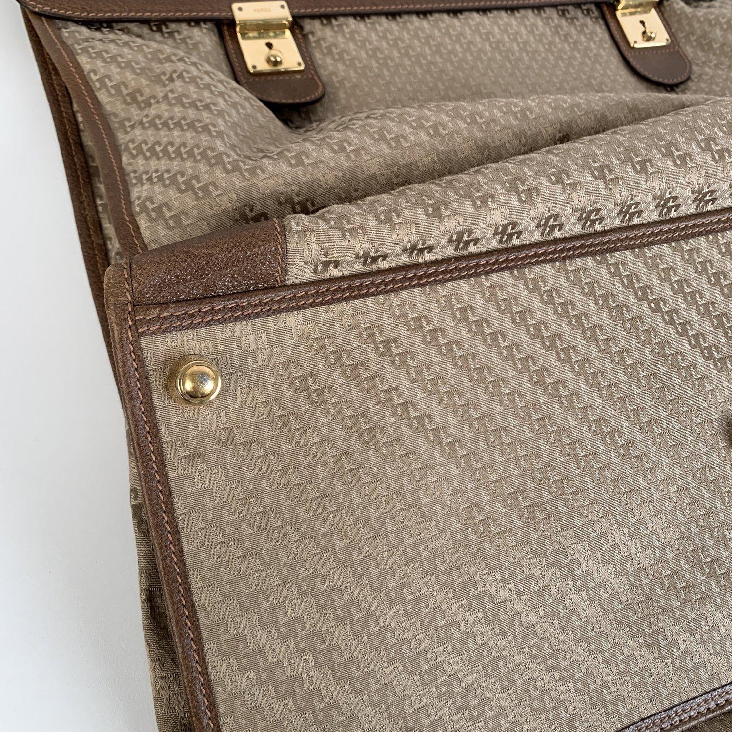 Gucci Vintage Beige Monogram Canvas Leather Foldable Travel Bag 2
