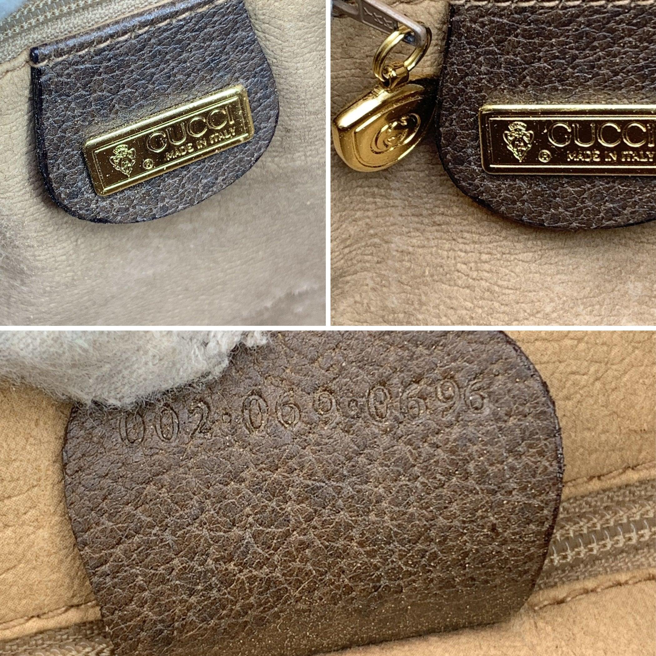 Gucci Vintage Beige Monogram Canvas Leather GG Logo Boston Bag For Sale 2