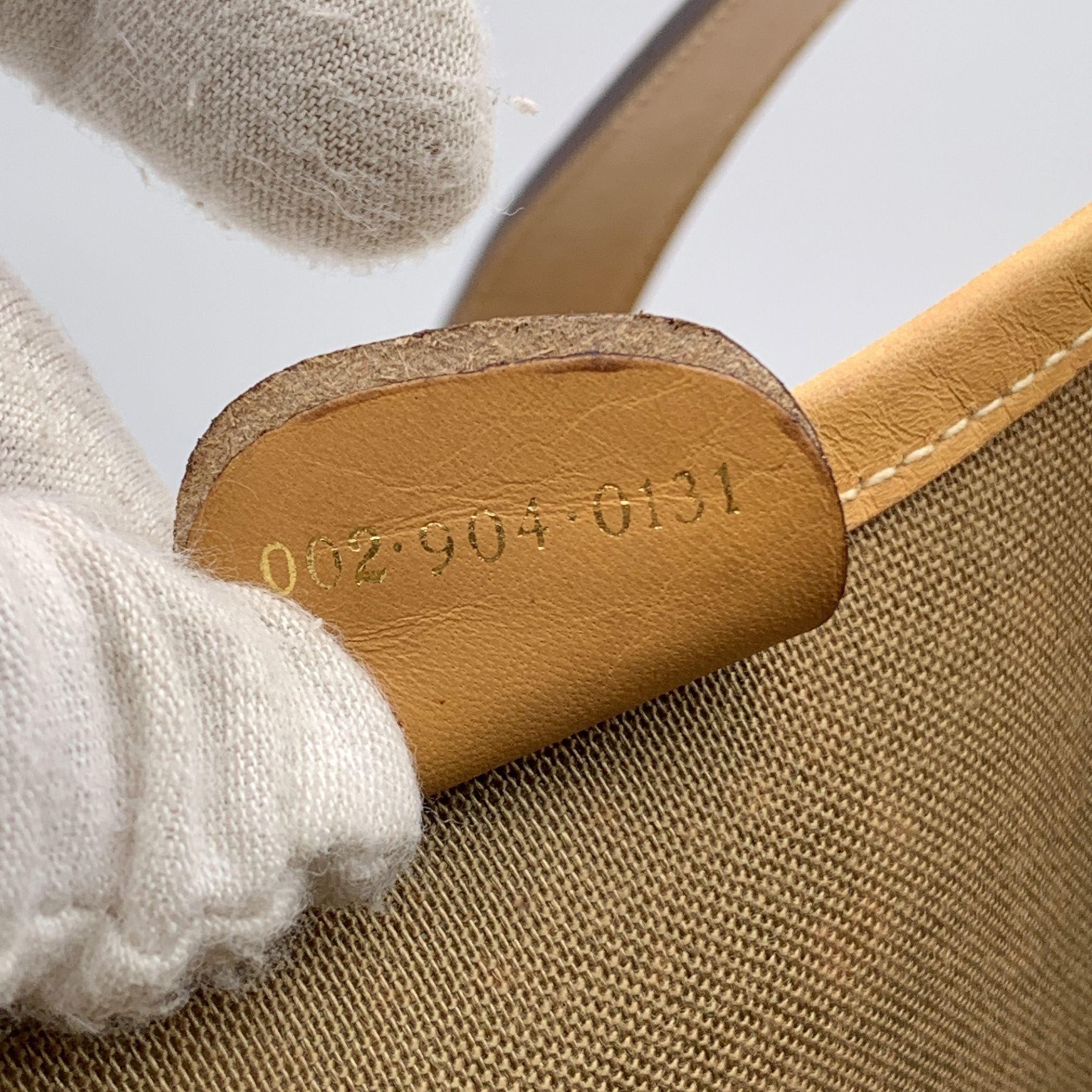 Gucci Vintage Beige Monogram Canvas Logo Tote Shopping Bag Stripes For Sale 3