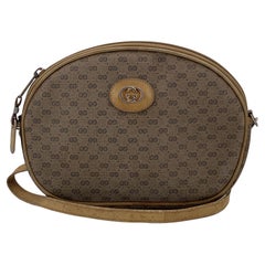 Gucci Vintage Beige Monogram Canvas Oval Messenger Crossbody Bag