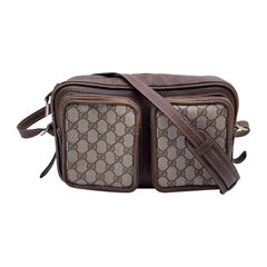 Gucci Vintage Beige Monogram Canvas Reporter Shoulder Bag