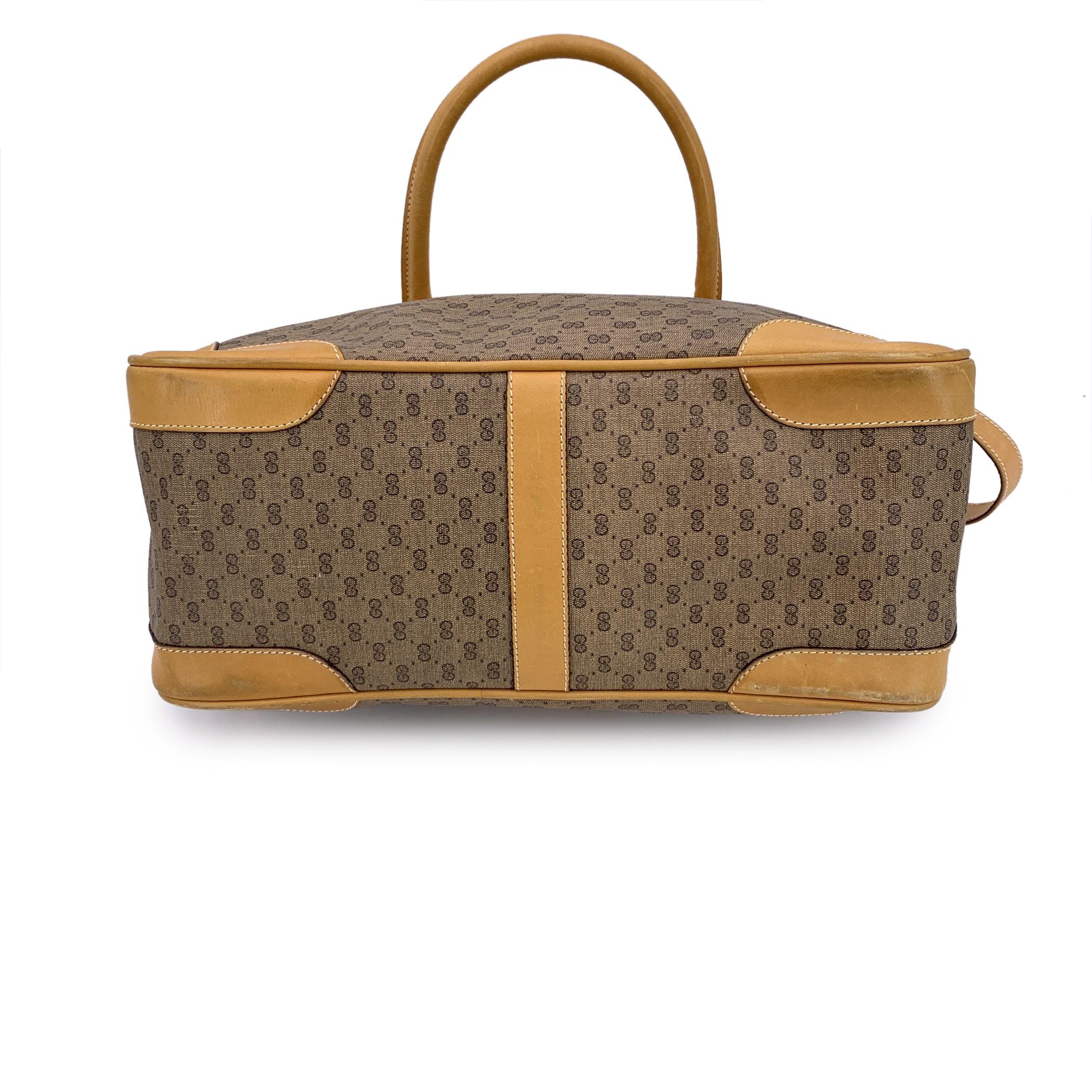 Women's or Men's Gucci Vintage Beige Monogram Canvas Satchel Bag with Strap For Sale