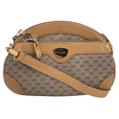 Gucci Vintage Beige Monogram Canvas Semi Round Crossbody Bag