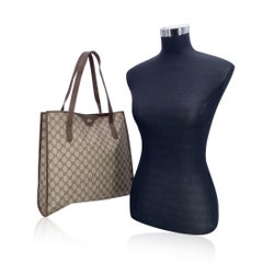 Gucci Vintage Beige Monogram Canvas Shopping Tote Bag