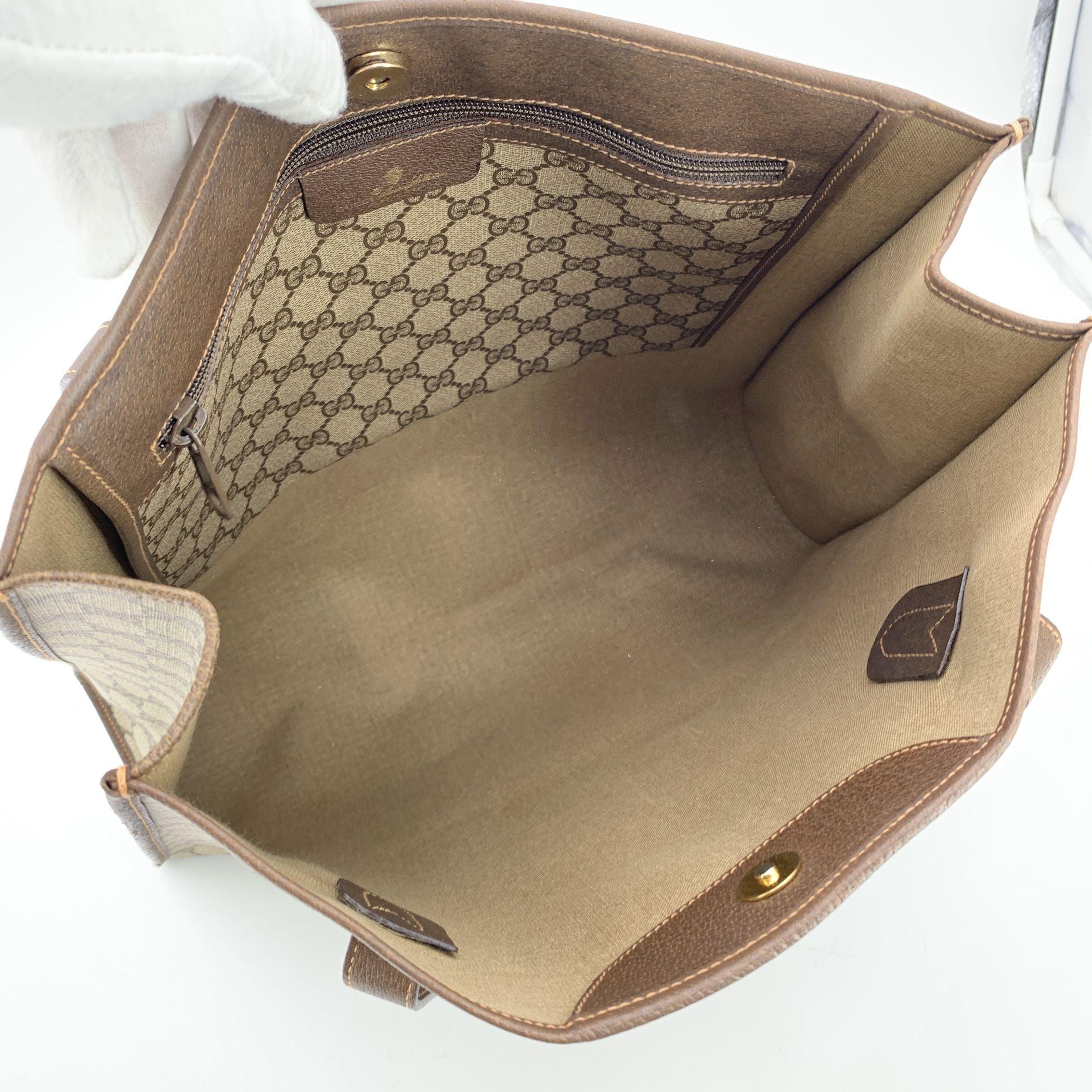 Gucci Vintage Beige Monogram Canvas Einkaufstasche im Angebot 1