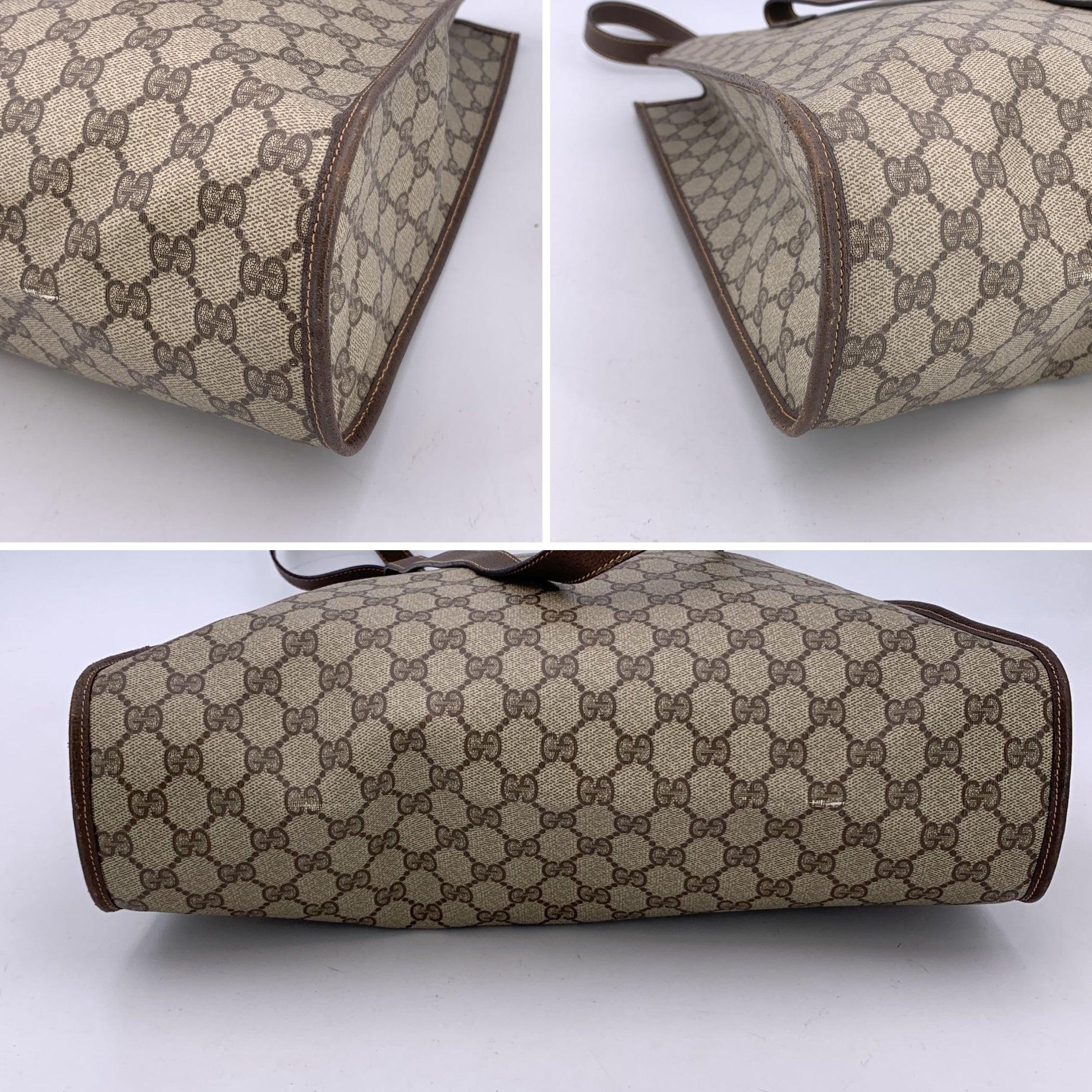 Gucci Vintage Beige Monogram Canvas Einkaufstasche im Angebot 2