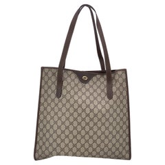 Gucci Vintage Beige Monogram Canvas Shopping Tote Bag