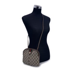 Gucci Vintage Beige Monogram Canvas Small Web Crossbody Bag