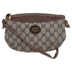 Gucci Vintage Beige Monogram Canvas Small Zip Crossbody Bag