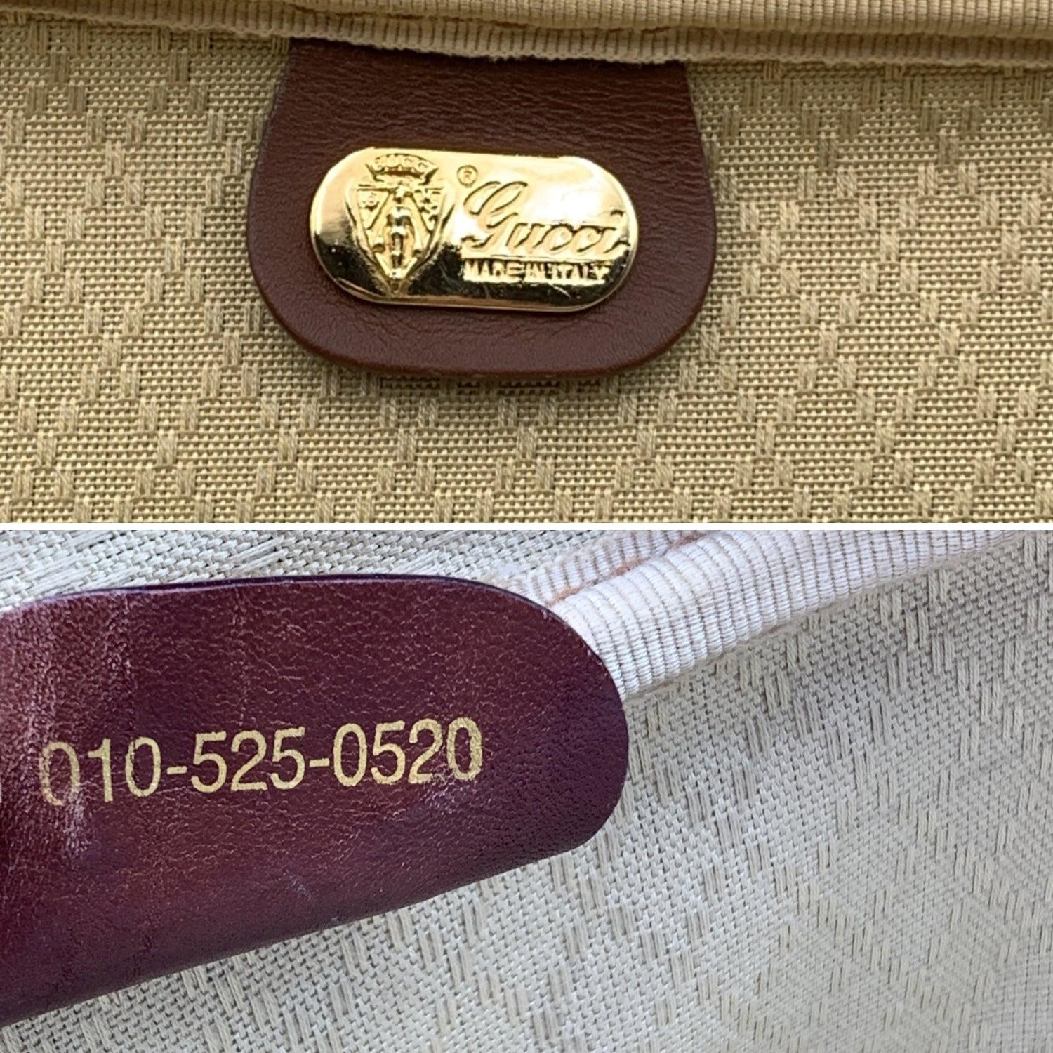 Women's or Men's Gucci Vintage Beige Monogram Canvas Suitcase Travel Bag For Sale