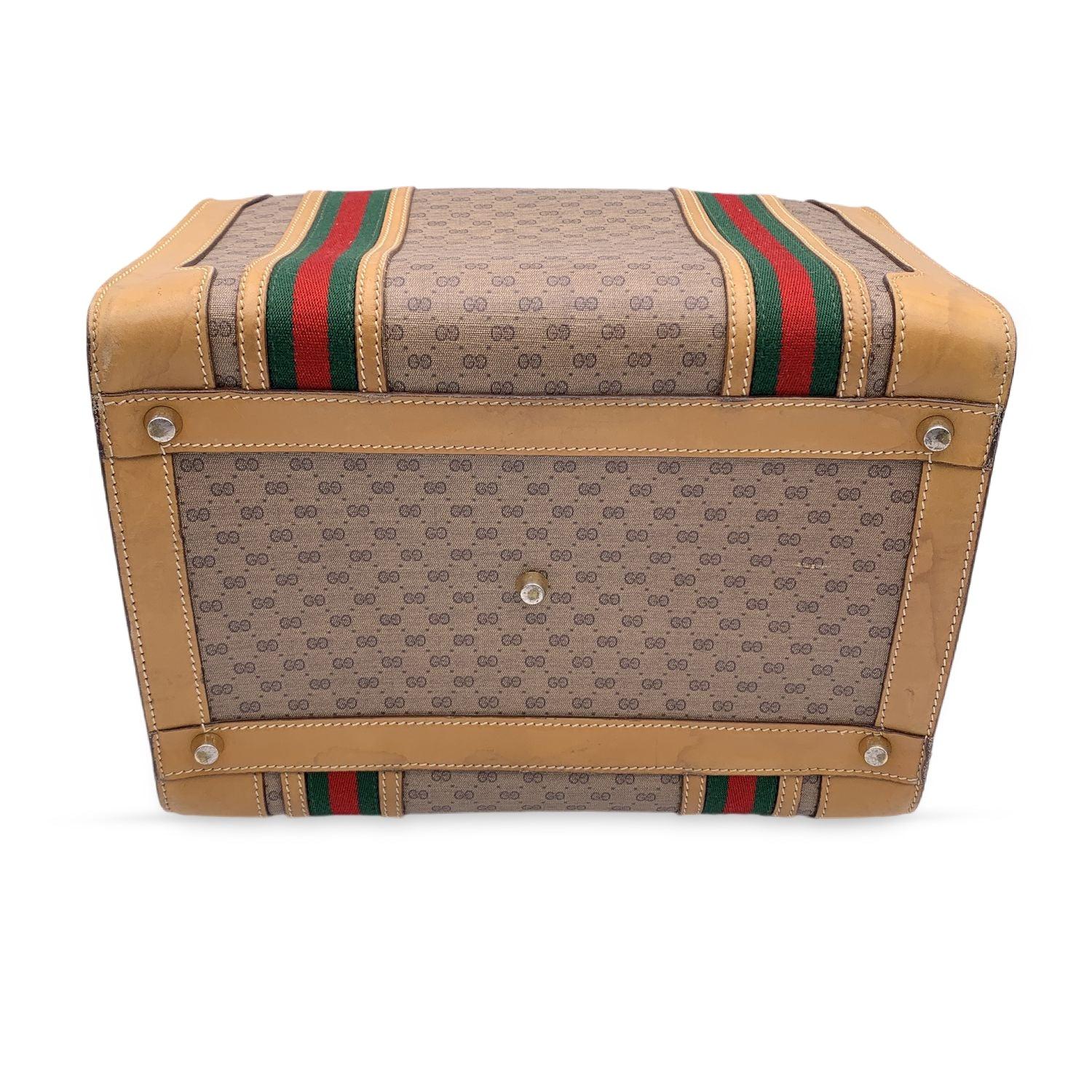 Gucci Vintage Beige Monogram Canvas Train Case Bag with Stripes 2
