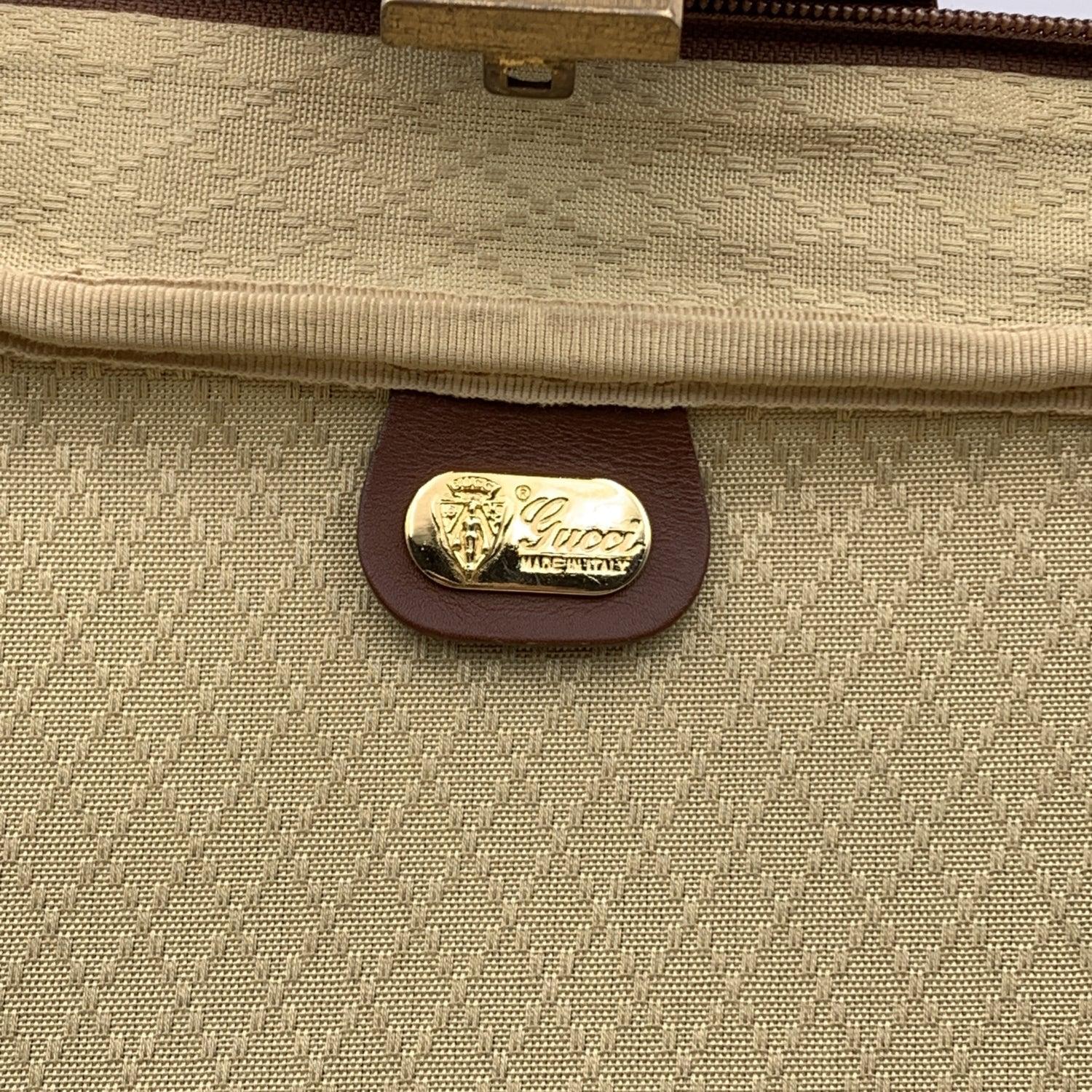 Gucci Vintage Beige Monogram Canvas Travel Bag Suitcase For Sale 6