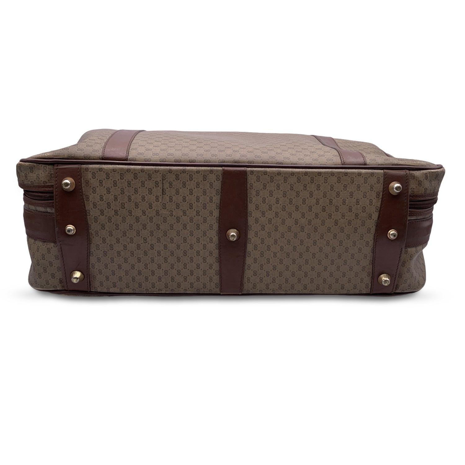 Gucci Vintage Beige Monogram Canvas Travel Bag Suitcase For Sale 2