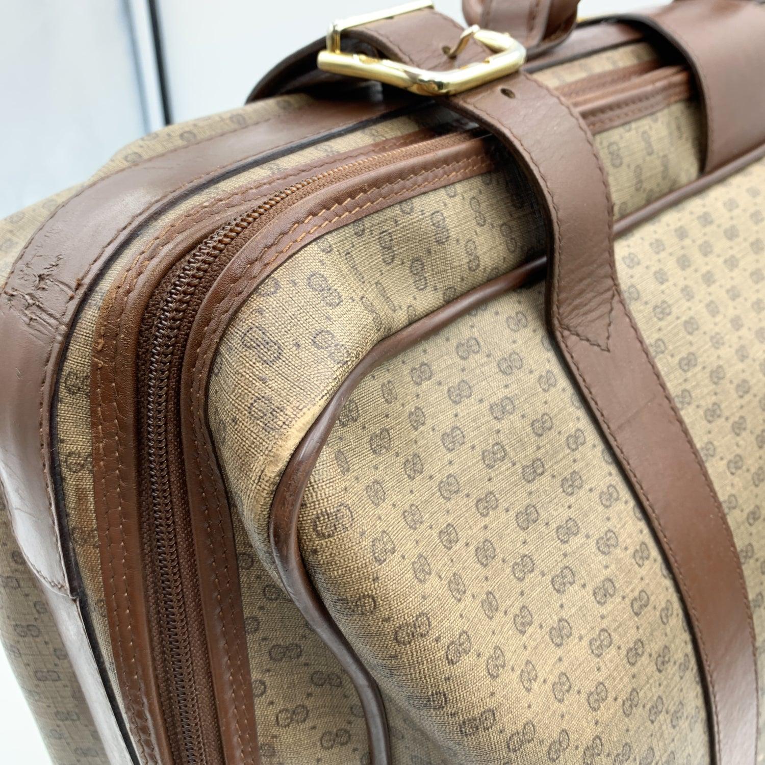 Gucci Vintage Beige Monogram Canvas Travel Bag Suitcase For Sale 4