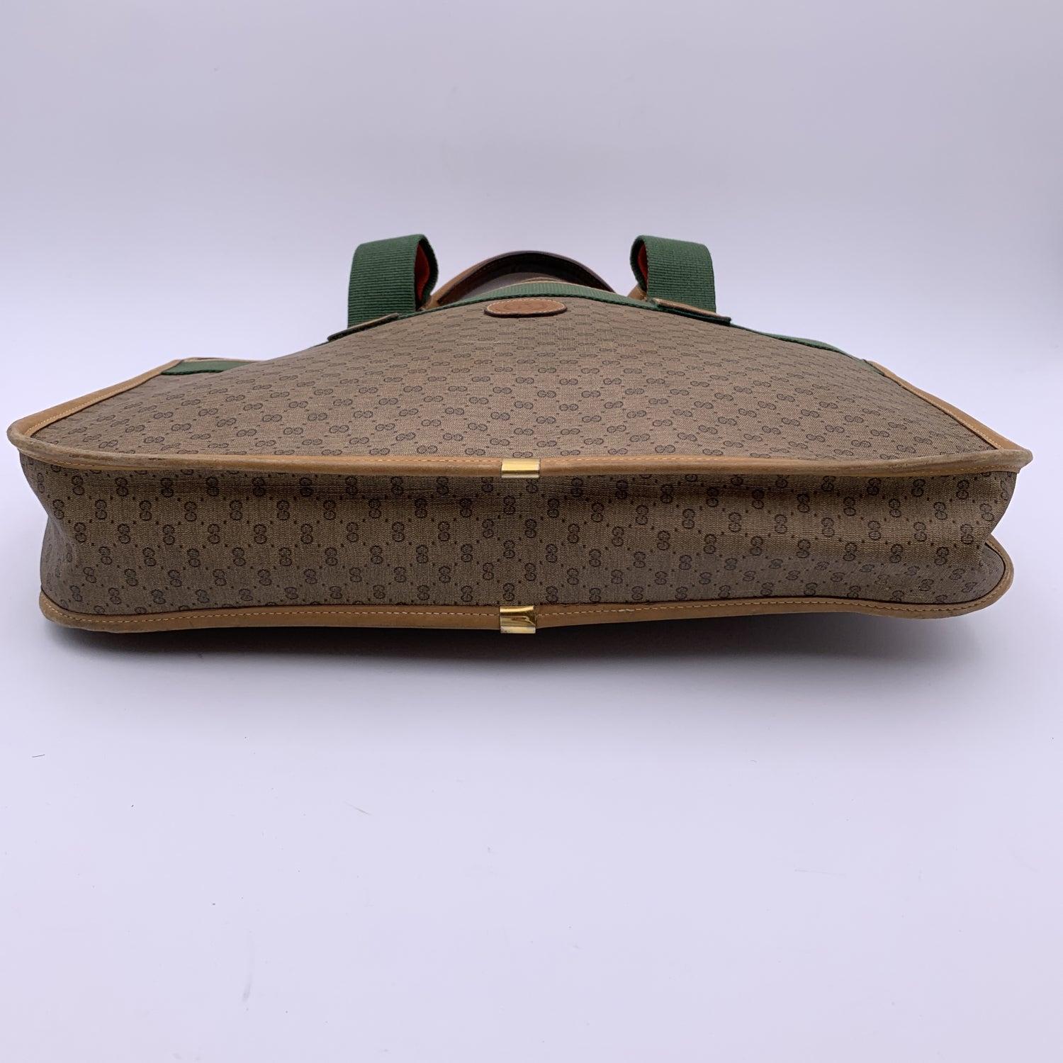 Gucci Vintage Beige Monogram Canvas Web Briefcase Handbag 4