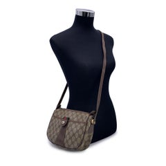 Gucci Vintage Beige Monogram Canvas Web Crossbody Bag