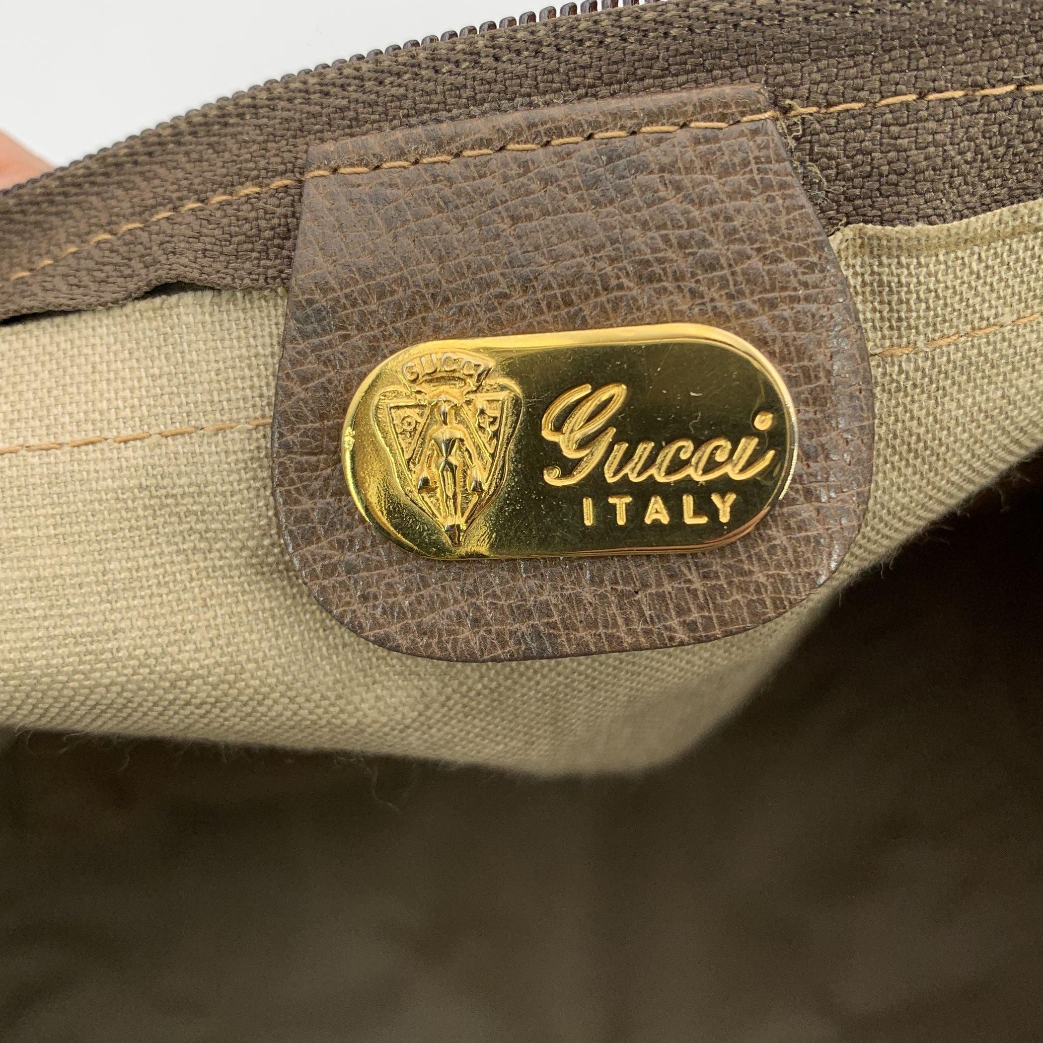 Gucci Vintage Beige Monogram Canvas Web Duffle Travel Bag 3