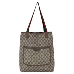 Gucci Vintage Beige Monogram Canvas Web Strap Ophidia Shopping Tote Bag