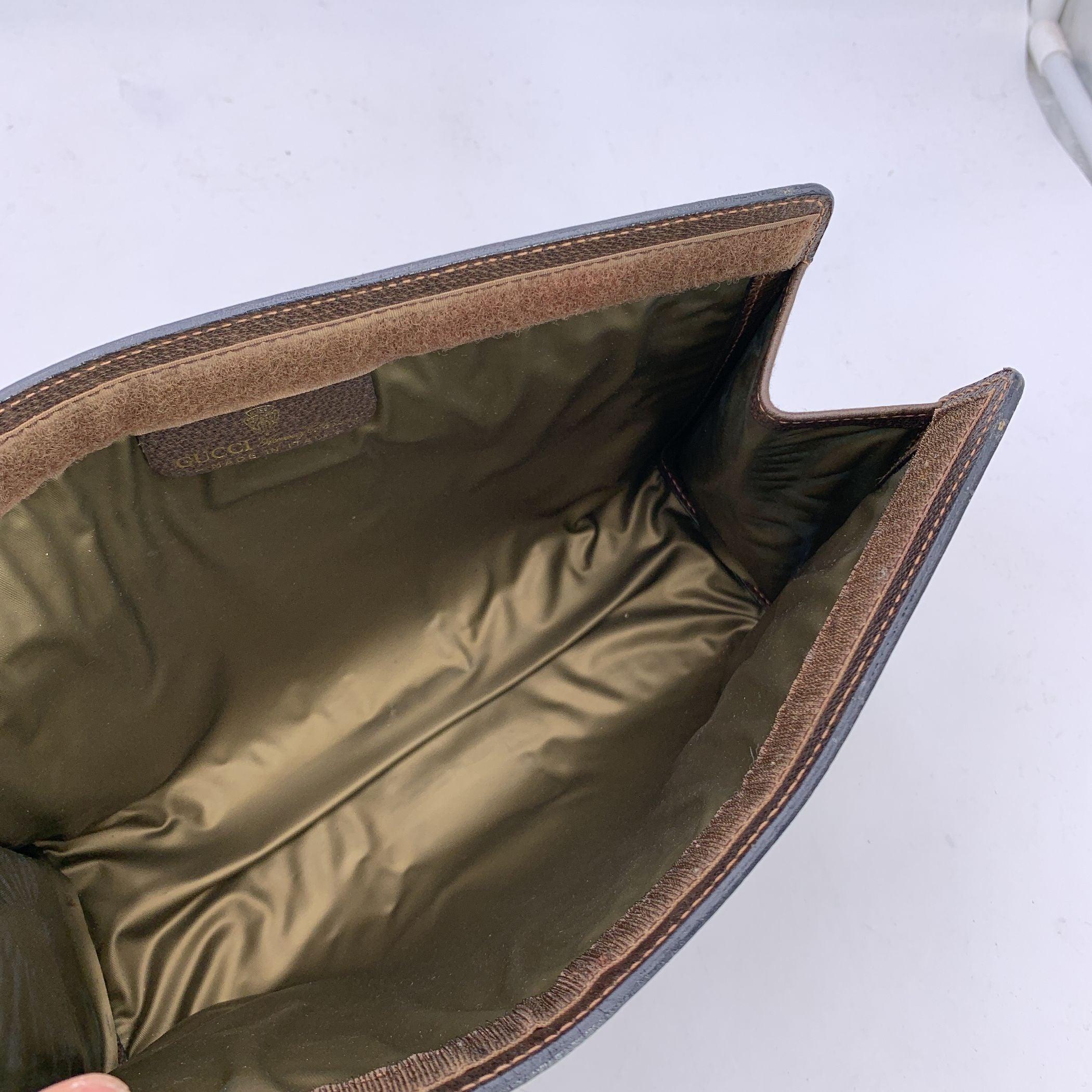 Gucci Vintage Beige Monogramm Kosmetiktasche Ophidia Clutch mit Streifen mit Streifen 1