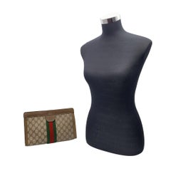 Gucci Vintage Beige Monogram Cosmetic Bag Ophidia Medium Clutch