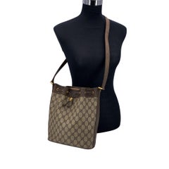 Gucci Vintage Beige Monogram Web Drawstring Bucket Bag