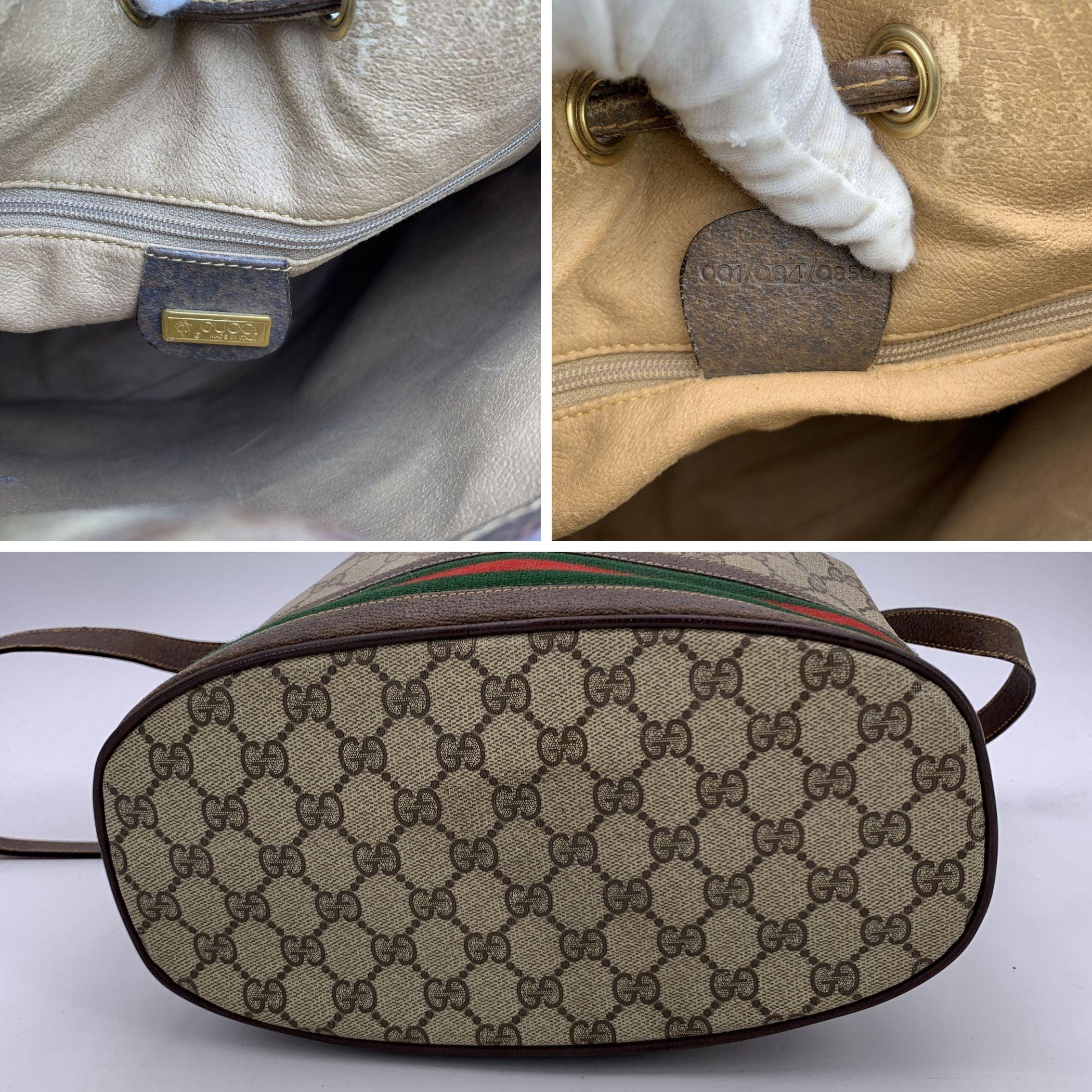 Gucci Vintage Beige Monogram Web Drawstring Bucket Bag 2