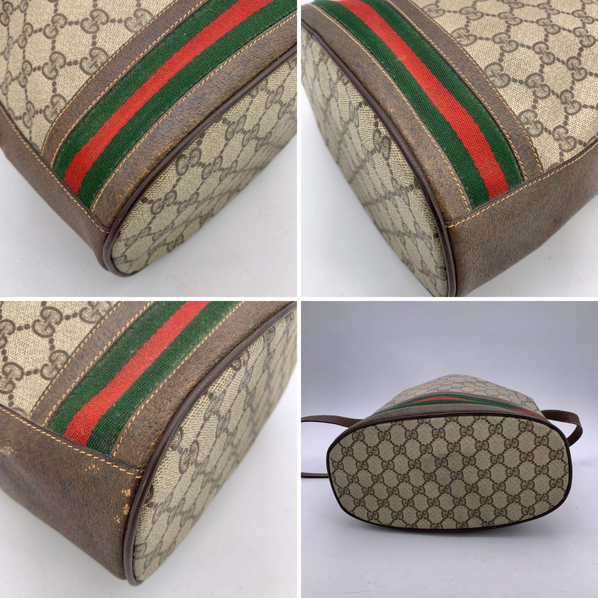 Gucci Vintage Beige Monogram Web Drawstring Bucket Bag 3