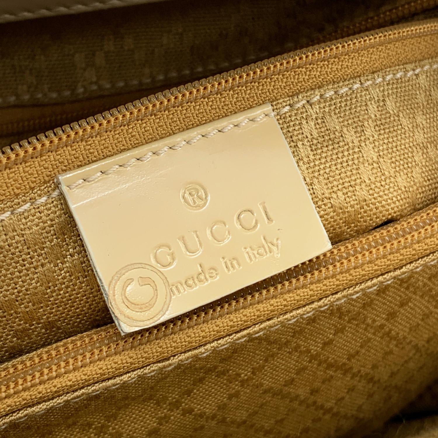 Gucci Vintage Beige Patent Leather Bamboo Princess Diana Tote Bag 5