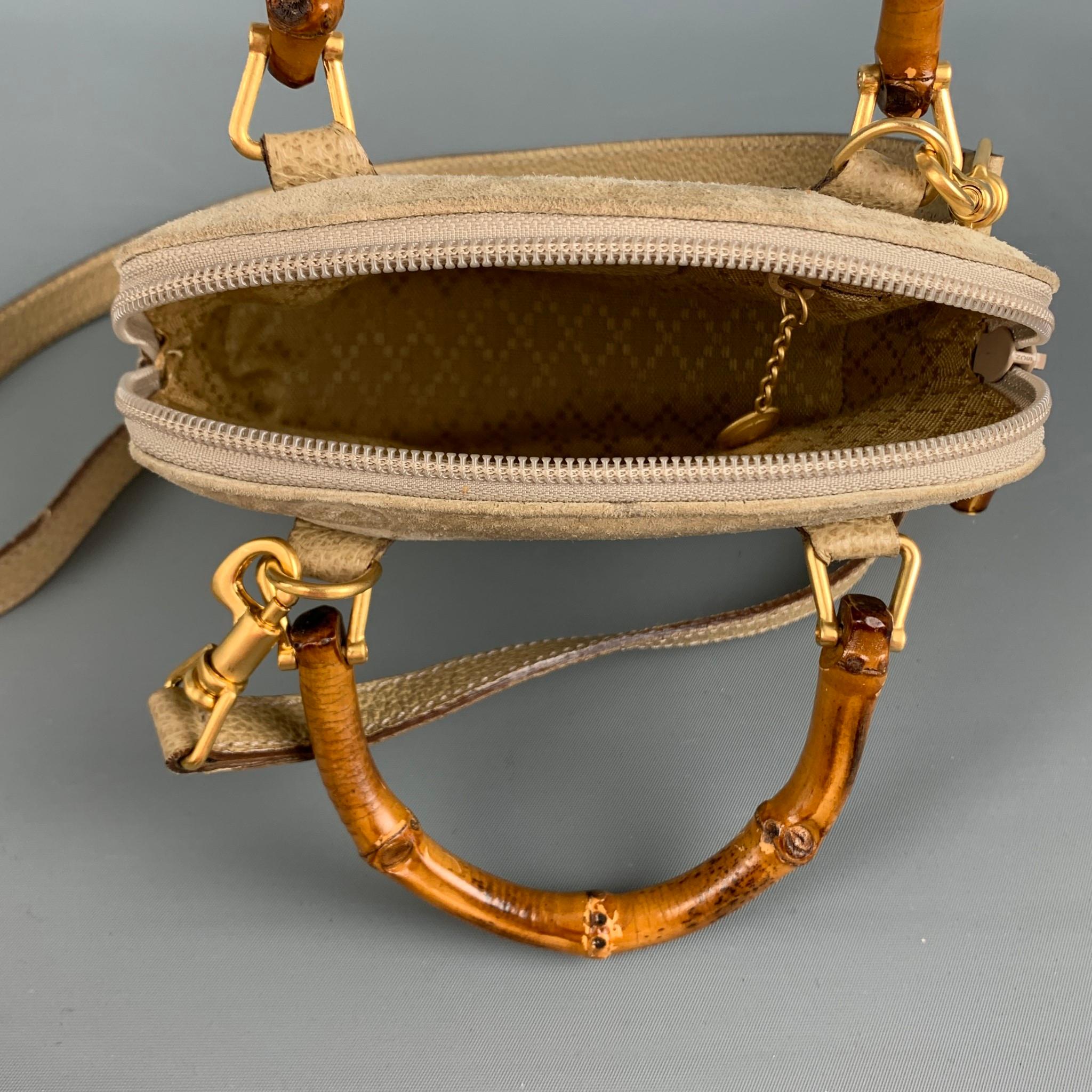 GUCCI Vintage Beige Suede Leather Mini Handbag 1