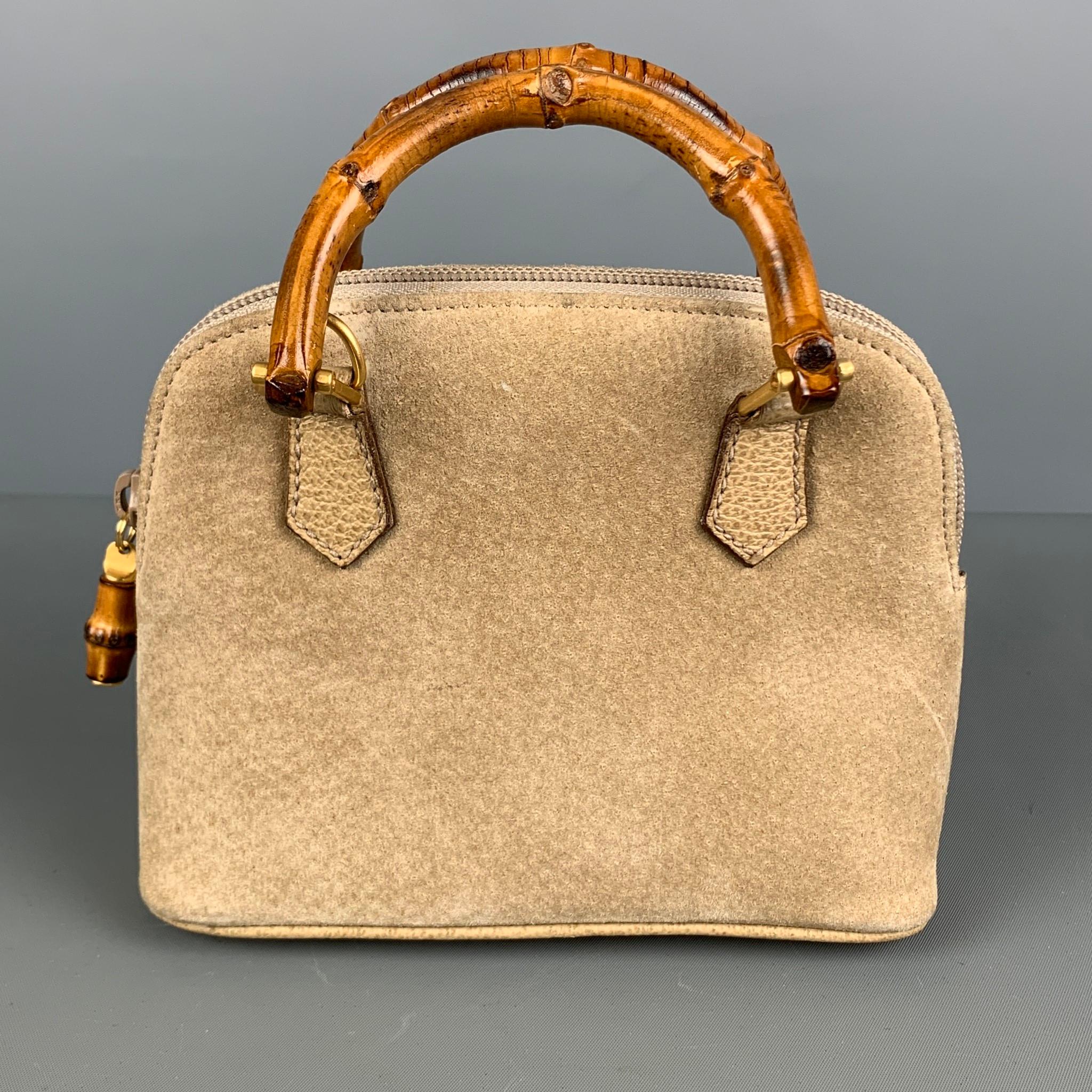 GUCCI Vintage Beige Suede Leather Mini Handbag 5