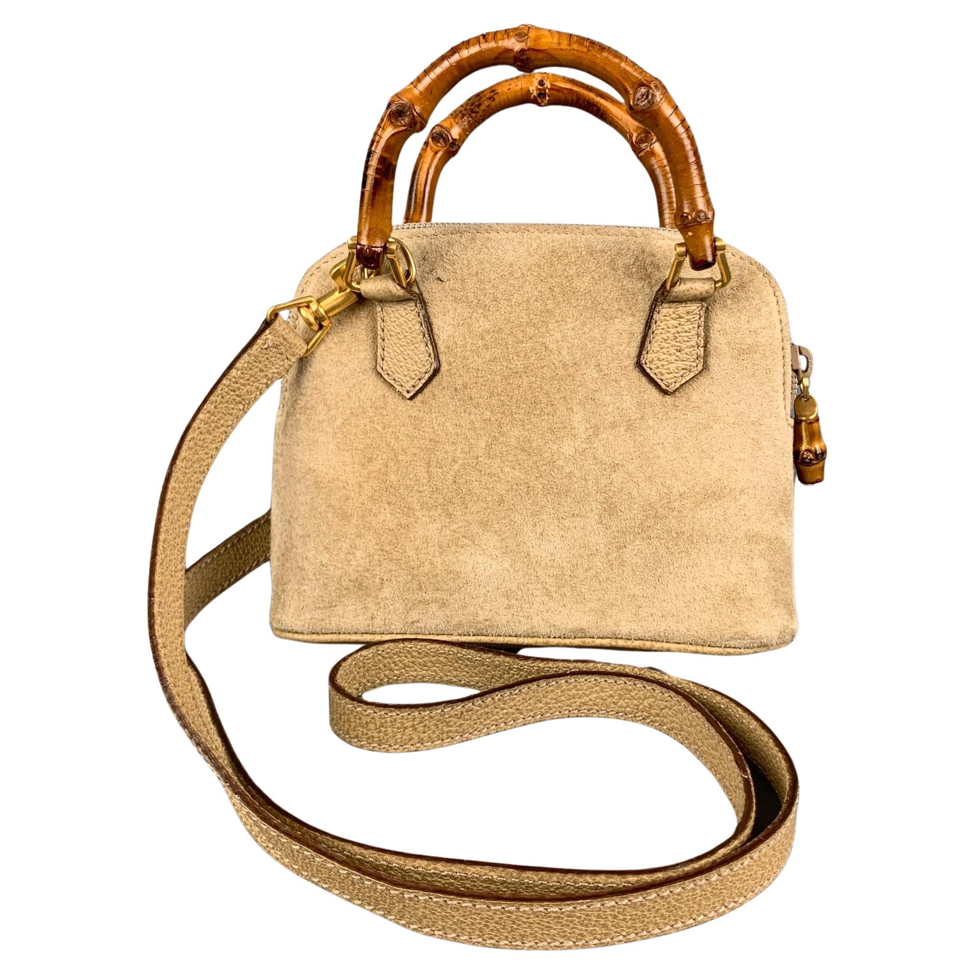 GUCCI Vintage Beige Suede Leather Mini Handbag