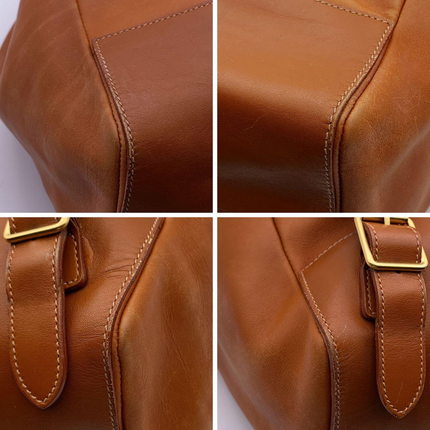 Gucci Vintage Beige Tan Leather Drawstring Backpack Shoulder Bag 1