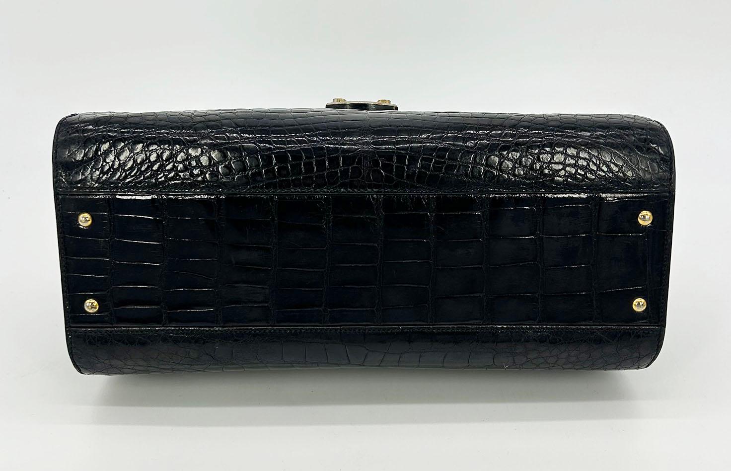 Gucci Vintage Black Alligator Kelly Bag c1970s 1