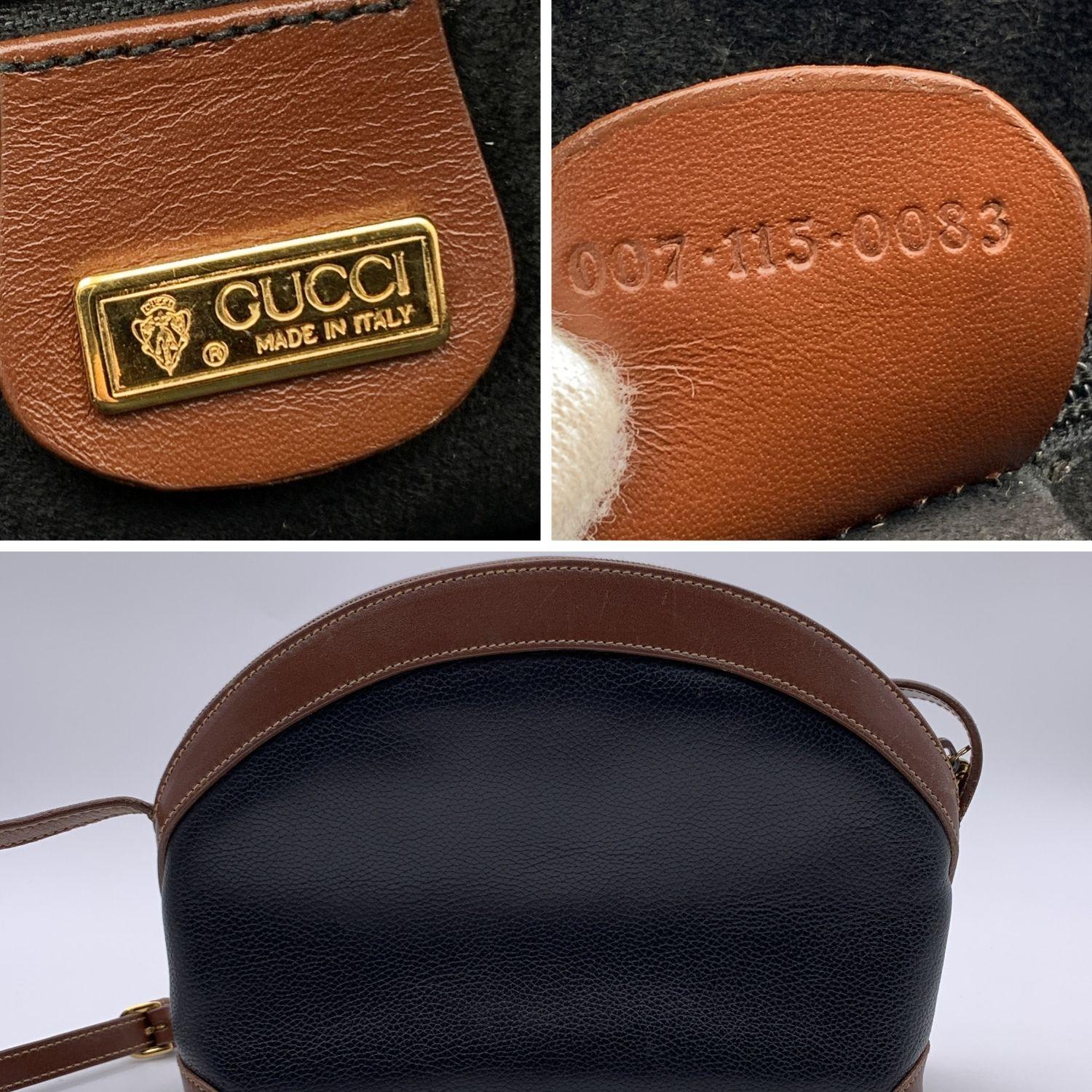 Gucci Vintage Black and Brown Leather Crossbody Messenger Bag 1