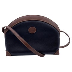 Gucci Vintage Black and Brown Leather Crossbody Messenger Bag