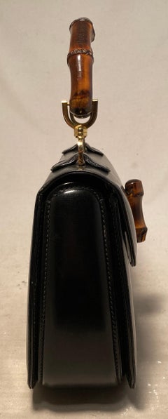 Gucci Vintage Black Bamboo Line Handbag c1960s